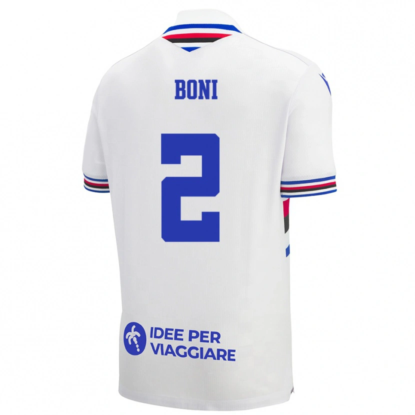 Danxen Mujer Camiseta Dennis Boni #2 Blanco Azul Rojo 2ª Equipación 2025/26 La Camisa México