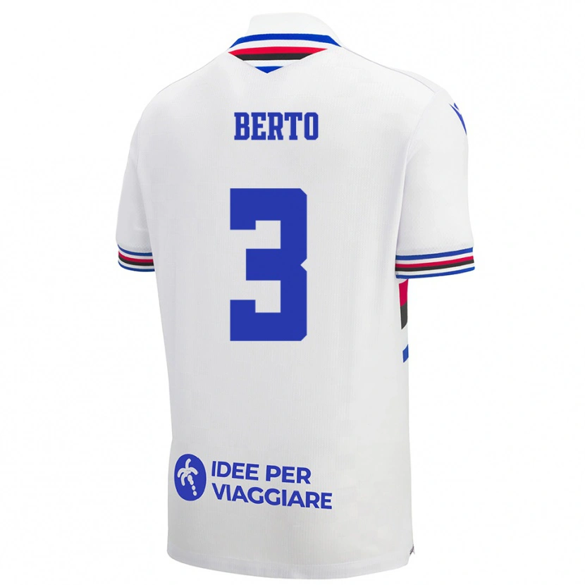 Danxen Mujer Camiseta Nicolò Berto #3 Blanco Azul Rojo 2ª Equipación 2025/26 La Camisa México