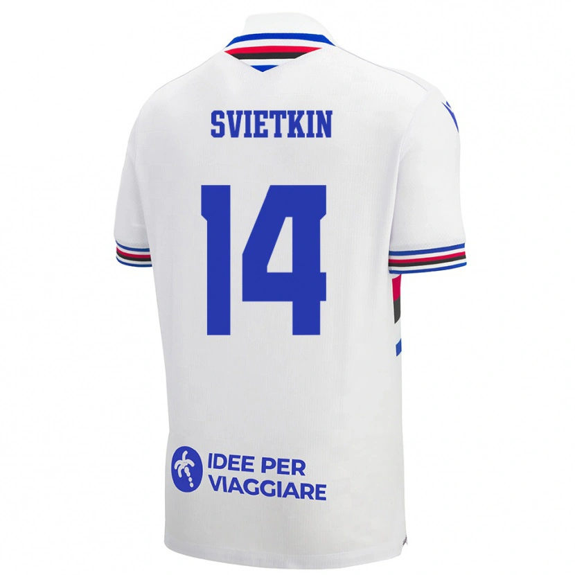 Danxen Mujer Camiseta Tomas Svietkin #14 Blanco Azul Rojo 2ª Equipación 2025/26 La Camisa México