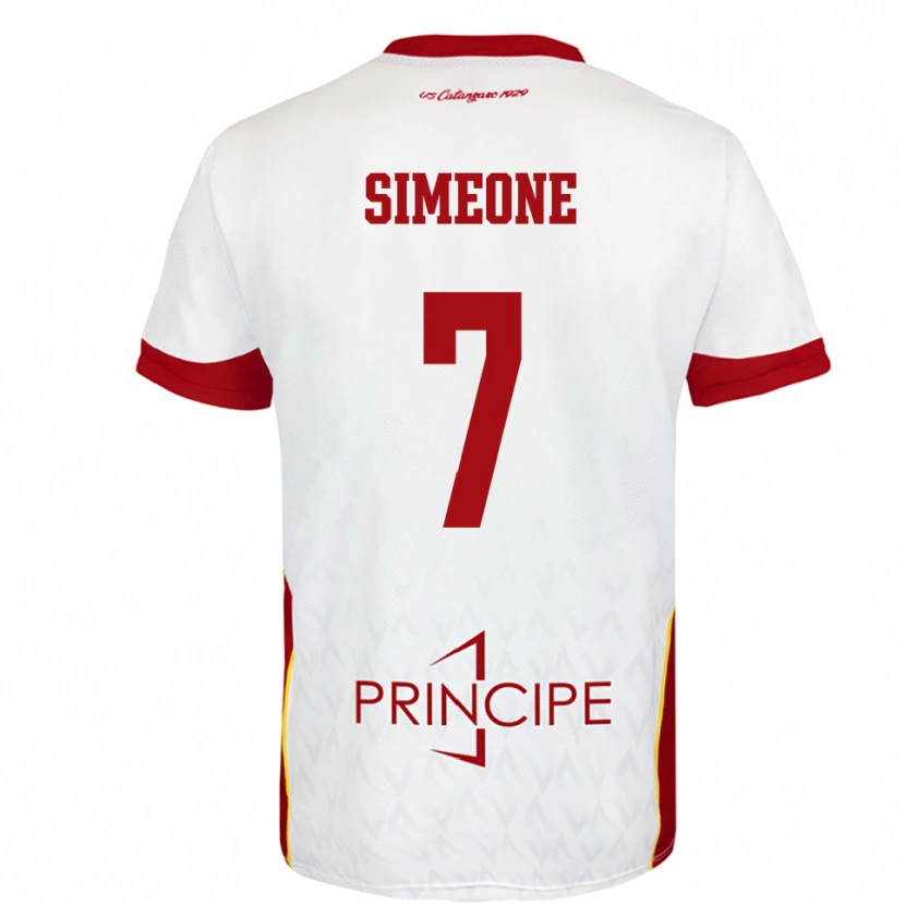 Danxen Mujer Camiseta Mattia Simeone #7 Blanco Rojo 2ª Equipación 2025/26 La Camisa México