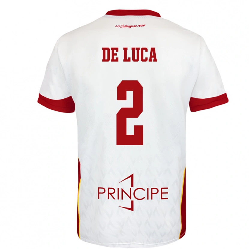 Danxen Mujer Camiseta Gabriele De Luca #2 Blanco Rojo 2ª Equipación 2025/26 La Camisa México