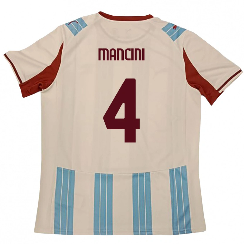 Danxen Mujer Camiseta Samuele Mancini #4 Azul Celeste Blanco 2ª Equipación 2025/26 La Camisa México