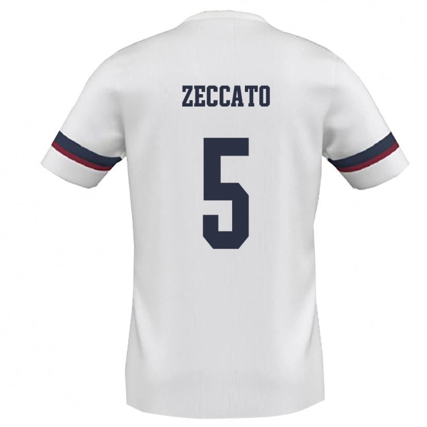 Danxen Mujer Camiseta Antonio Zeccato #5 Blanco Rojo 2ª Equipación 2025/26 La Camisa México