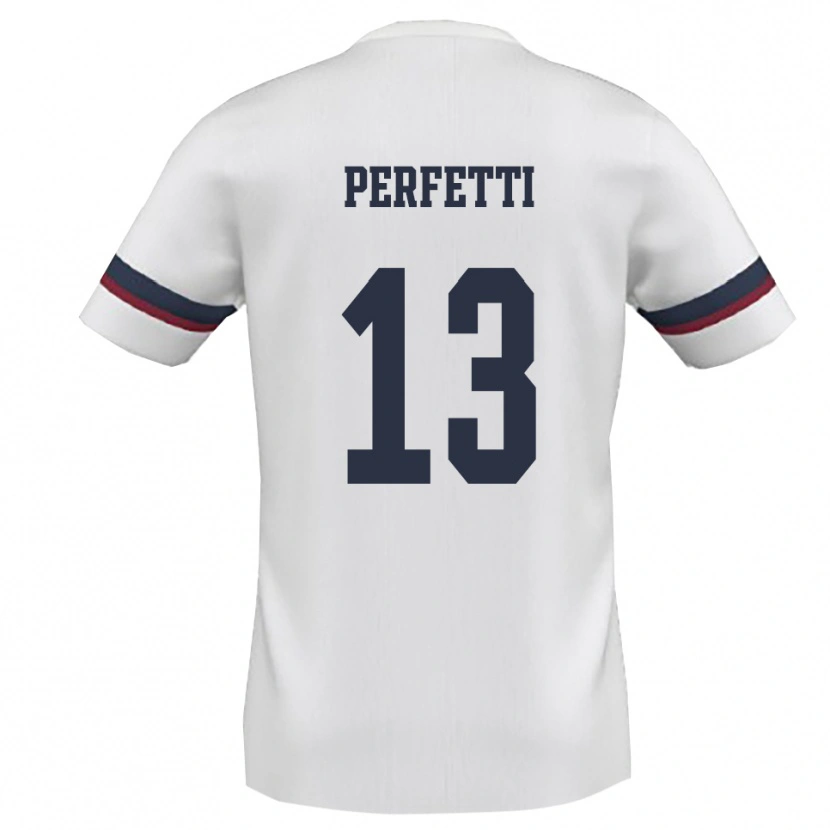 Danxen Mujer Camiseta Daniel Perfetti #13 Blanco Rojo 2ª Equipación 2025/26 La Camisa México