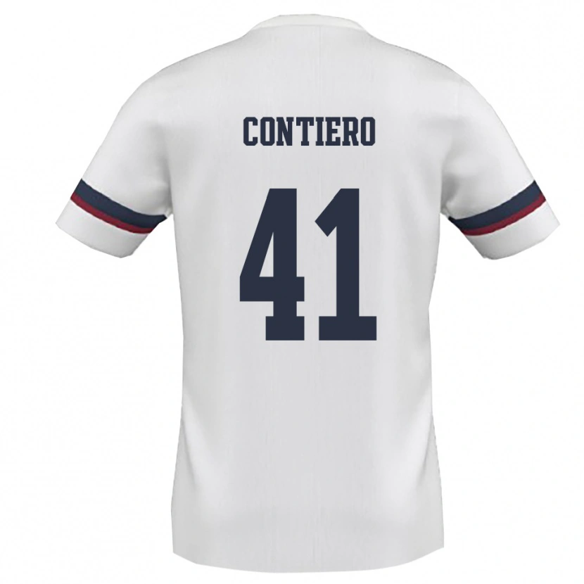 Danxen Mujer Camiseta Edoardo Contiero #41 Blanco Rojo 2ª Equipación 2025/26 La Camisa México