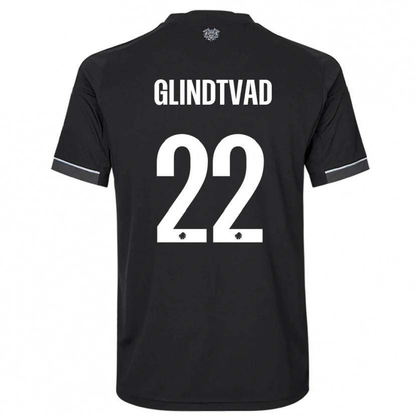 Danxen Mujer Camiseta William Glindtvad #22 Negro Blanco 2ª Equipación 2025/26 La Camisa México