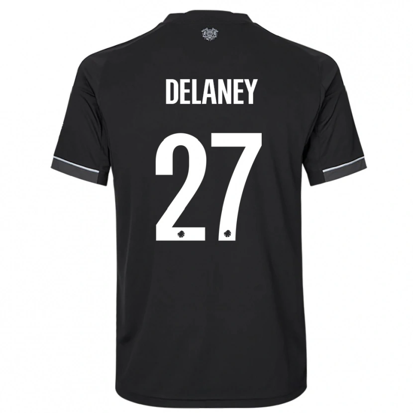 Danxen Mujer Camiseta Thomas Delaney #27 Negro Blanco 2ª Equipación 2025/26 La Camisa México