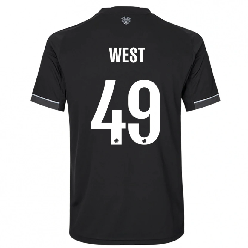 Danxen Mujer Camiseta Liam West #49 Negro Blanco 2ª Equipación 2025/26 La Camisa México
