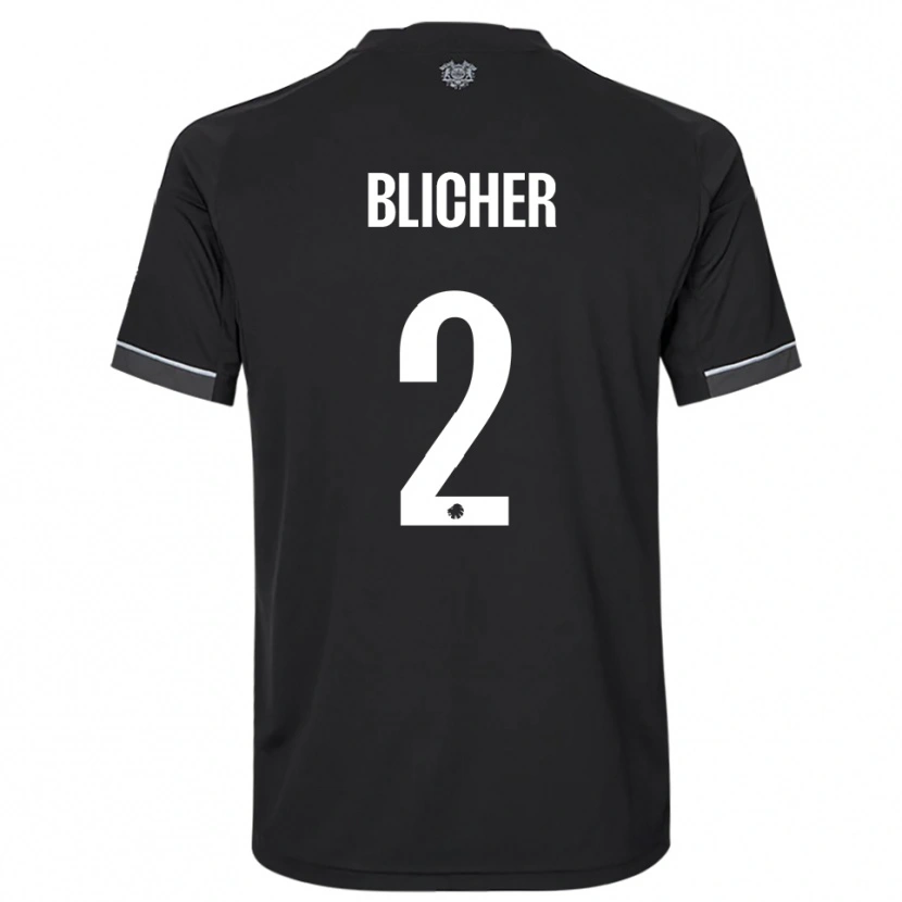 Danxen Mujer Camiseta Nicolai Blicher #2 Negro Blanco 2ª Equipación 2025/26 La Camisa México