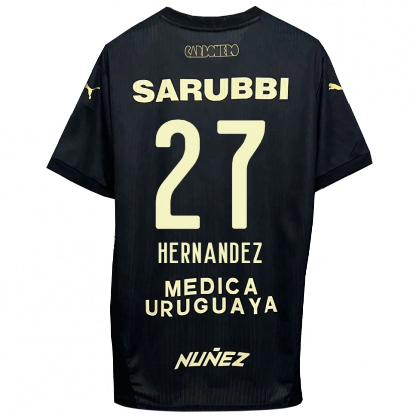 Danxen Mujer Camiseta Lucas Hernández #27 Negro Oro 2ª Equipación 2025/26 La Camisa México