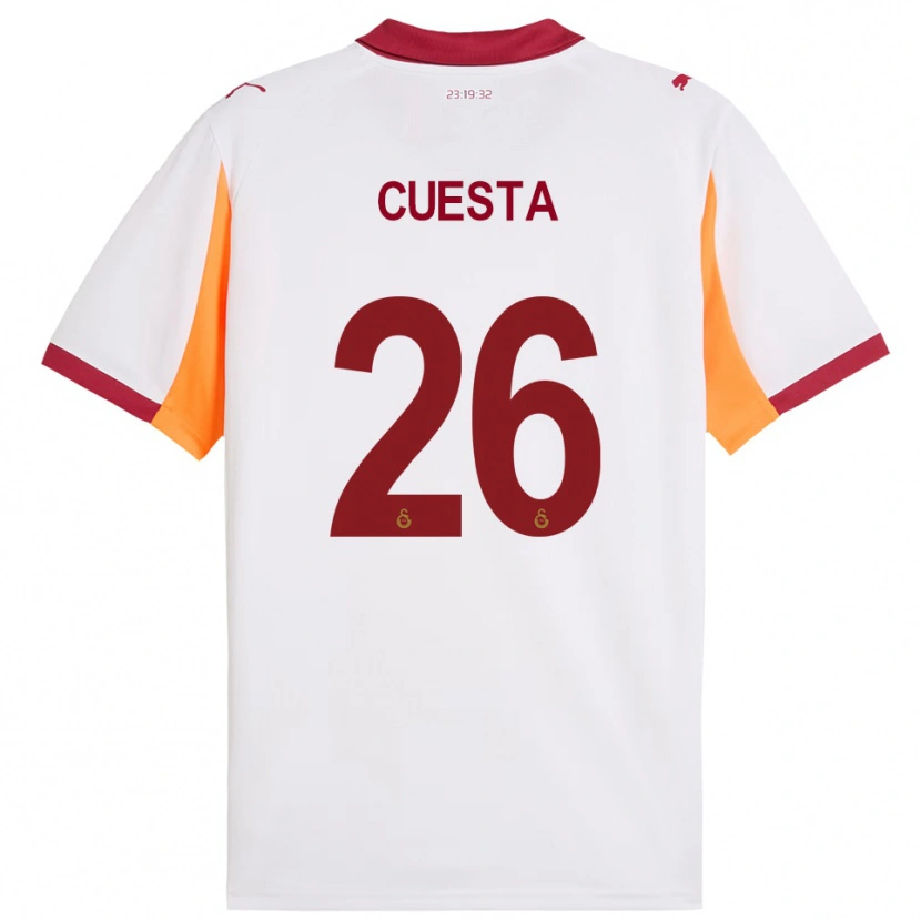 Danxen Mujer Camiseta Carlos Cuesta #26 Blanco Rojo 2ª Equipación 2025/26 La Camisa México