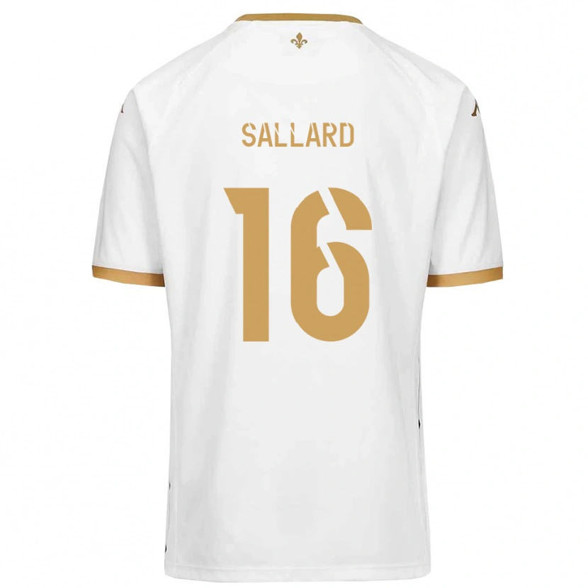 Danxen Mujer Camiseta Romain Sallard #16 Blanco Dorado 2ª Equipación 2025/26 La Camisa México