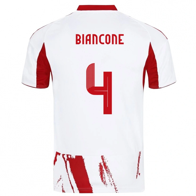 Danxen Mujer Camiseta Giulian Biancone #4 Blanco Rojo 2ª Equipación 2025/26 La Camisa México
