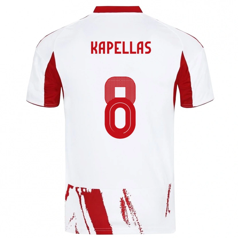 Danxen Mujer Camiseta Christos Kapellas #8 Blanco Rojo 2ª Equipación 2025/26 La Camisa México