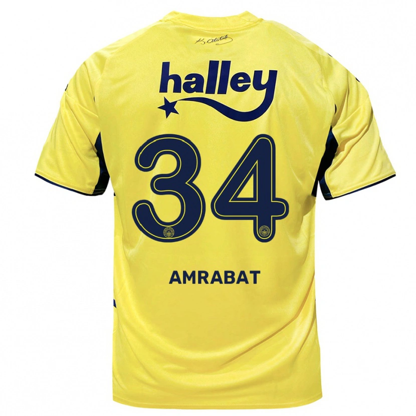 Danxen Mujer Camiseta Sofyan Amrabat #34 Amarillo Marino 2ª Equipación 2025/26 La Camisa México