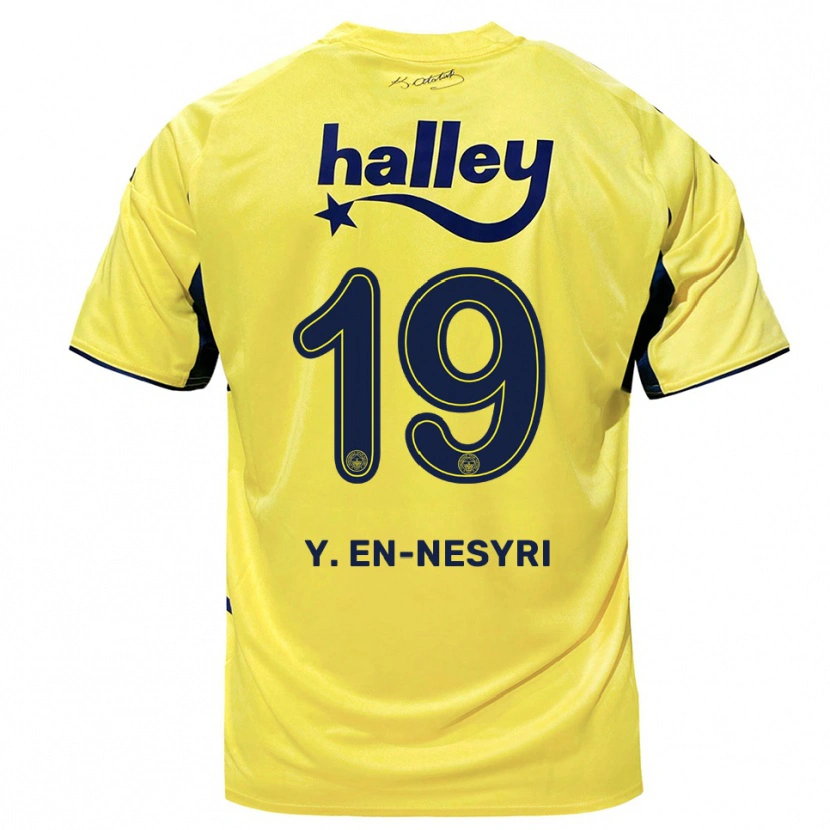 Danxen Mujer Camiseta Youssef En-Nesyri #19 Amarillo Marino 2ª Equipación 2025/26 La Camisa México