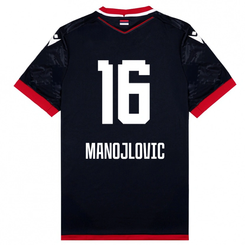 Danxen Mujer Camiseta Petar Manojlovic #16 Negro Rojo 2ª Equipación 2025/26 La Camisa México