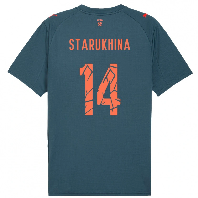 Danxen Mujer Camiseta Alina Starukhina #14 Marino Rojo 2ª Equipación 2025/26 La Camisa México