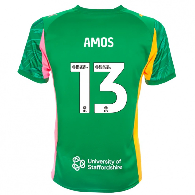 Danxen Niño Camiseta Ben Amos #13 Verde Rosa Naranja Portero Equipación 2025/26 La Camisa México