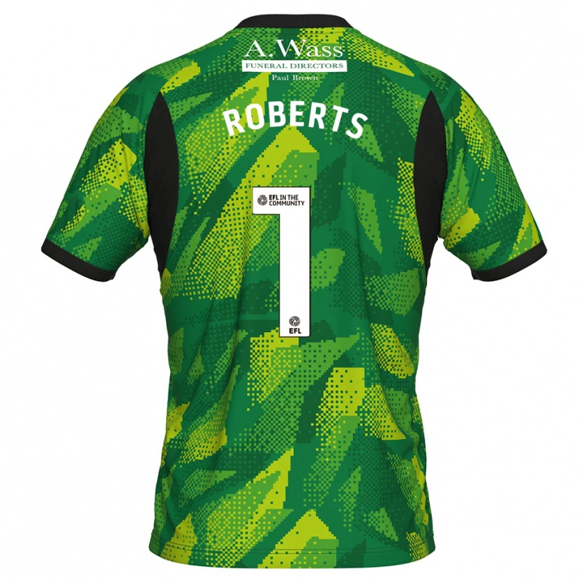 Danxen Niño Camiseta Liam Roberts #1 Verde Negro Portero Equipación 2025/26 La Camisa México