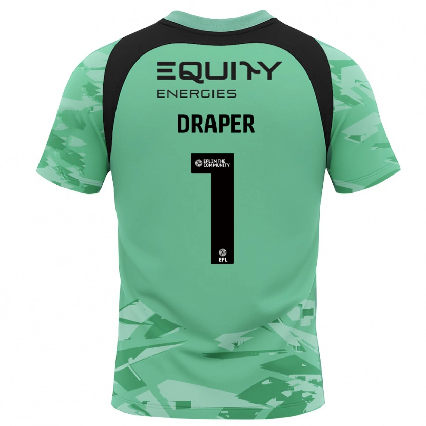 Danxen Niño Camiseta Anna Draper #1 Negro Verde Claro Glack Portero Equipación 2025/26 La Camisa México