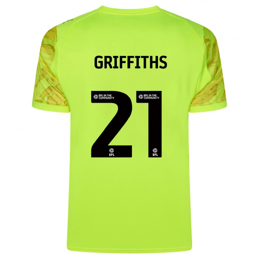 Danxen Niño Camiseta Harry Griffiths #21 Verde Fluorescente Portero Equipación 2025/26 La Camisa México