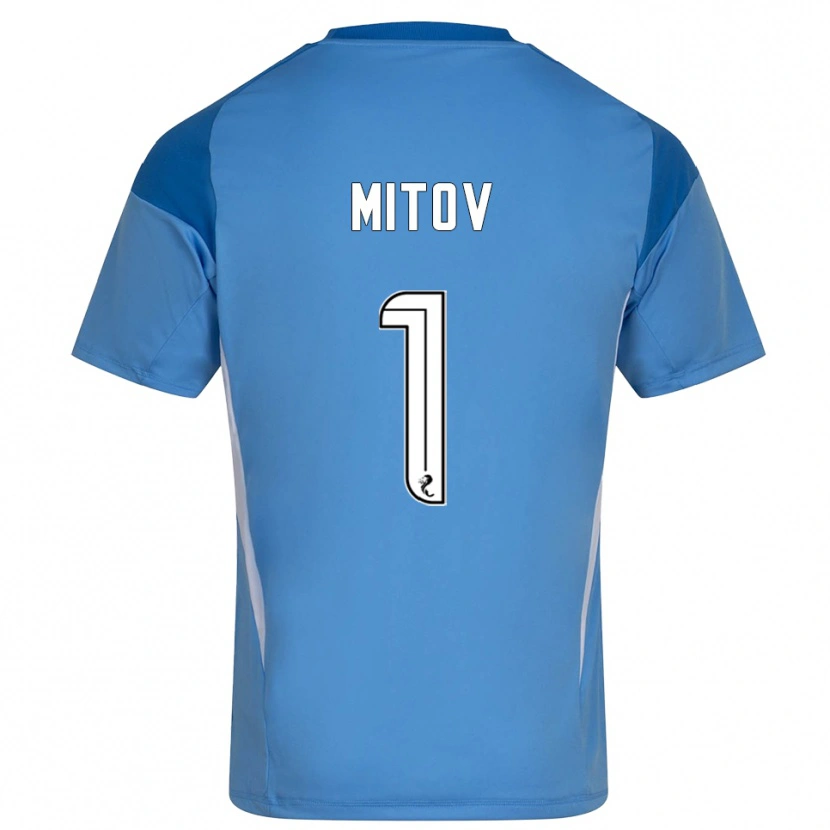 Danxen Niño Camiseta Dimitar Mitov #1 Blanco Azul Portero Equipación 2025/26 La Camisa México