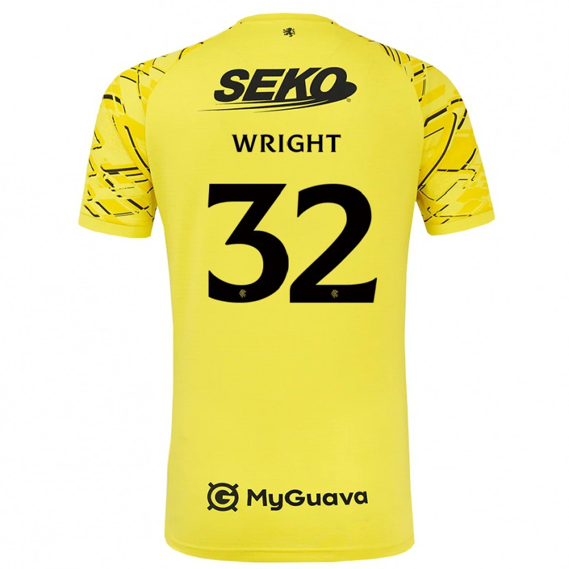 Danxen Niño Camiseta Kieran Wright #32 Negro Amarillo Portero Equipación 2025/26 La Camisa México