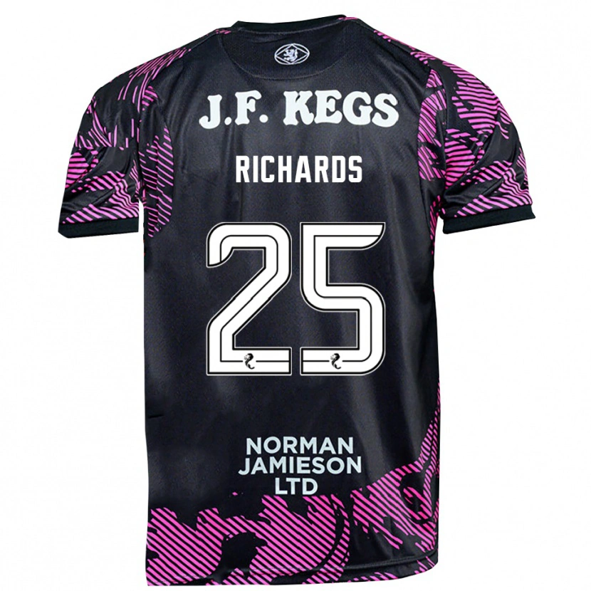 Danxen Niño Camiseta Dave Richards #25 Negro Rosa Portero Equipación 2025/26 La Camisa México