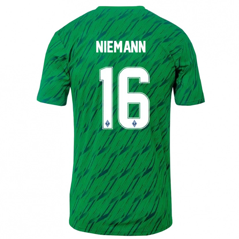 Danxen Niño Camiseta Jan Niemann #16 Verde Blanco Portero Equipación 2025/26 La Camisa México