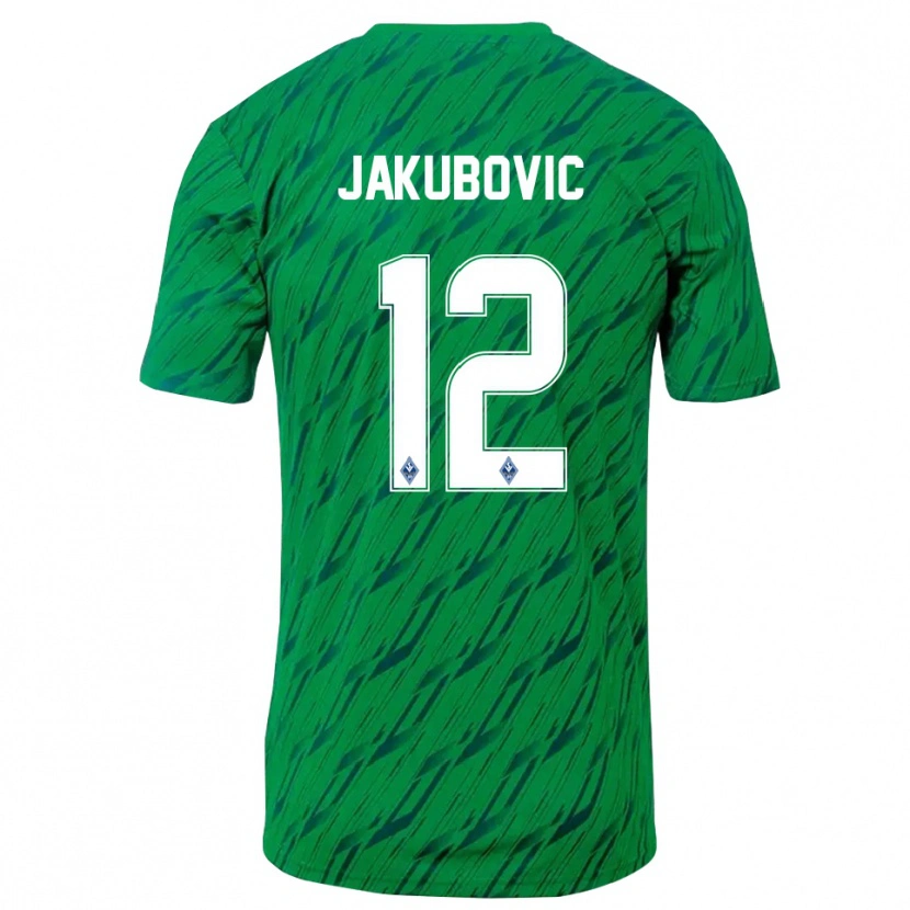 Danxen Niño Camiseta Harun Jakubovic #12 Verde Blanco Portero Equipación 2025/26 La Camisa México