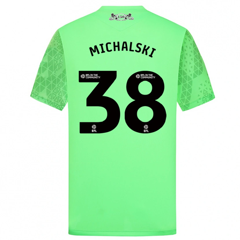 Danxen Niño Camiseta Nicholas Michalski #38 Verde Fluorescente Portero Equipación 2025/26 La Camisa México