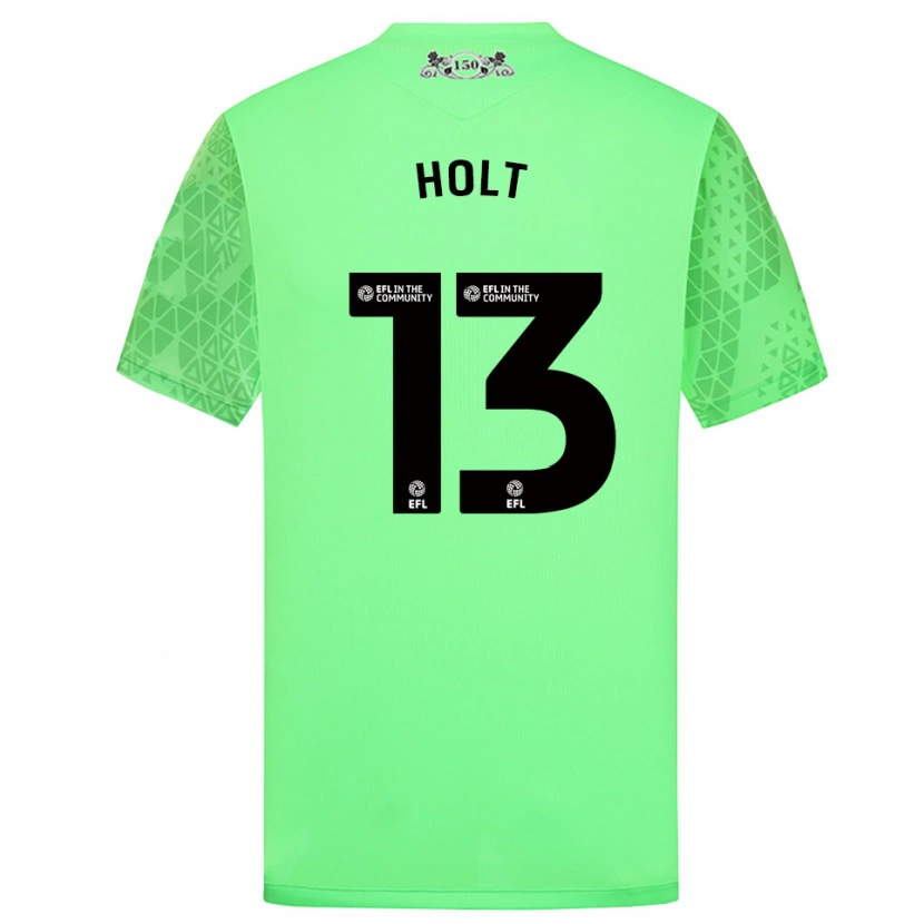 Danxen Niño Camiseta Harry Holt #13 Verde Fluorescente Portero Equipación 2025/26 La Camisa México