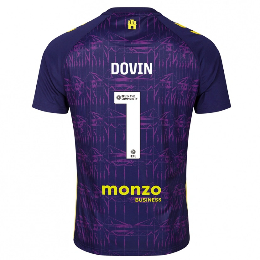 Danxen Niño Camiseta Oliver Dovin #1 Morado Amarillo Portero Equipación 2025/26 La Camisa México
