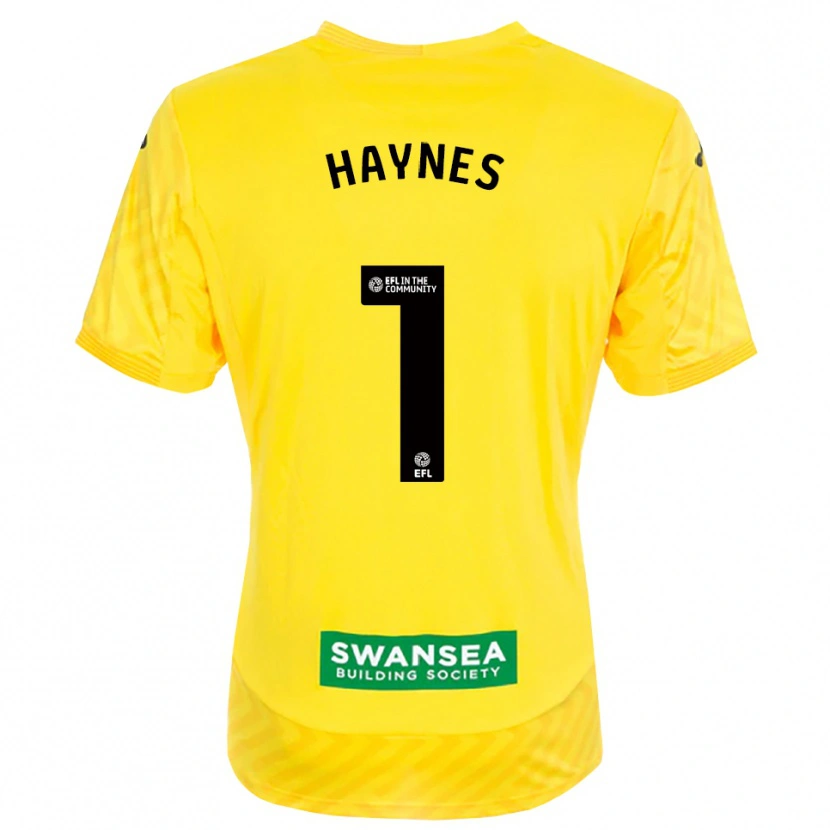 Danxen Niño Camiseta Charlie Haynes #1 Amarillo Negro Portero Equipación 2025/26 La Camisa México