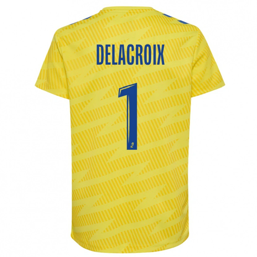 Danxen Niño Camiseta Noa Delacroix #1 Amarillo Azul Portero Equipación 2025/26 La Camisa México