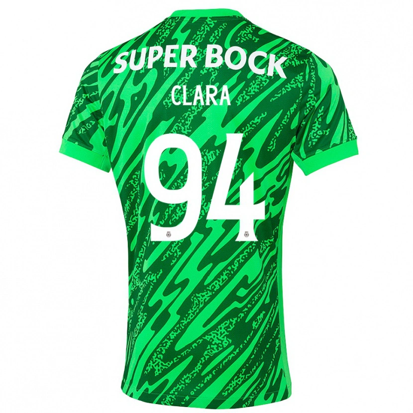 Danxen Niño Camiseta Diogo Clara #94 Verde Blanco Portero Equipación 2025/26 La Camisa México