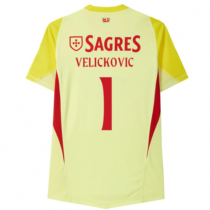 Danxen Niño Camiseta Luka Veličković #1 Amarillo Rojo Portero Equipación 2025/26 La Camisa México