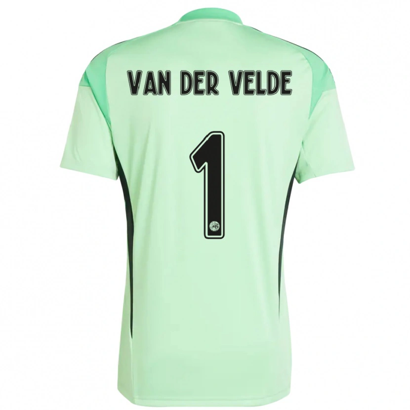 Danxen Niño Camiseta Valentijn van der Velde #1 Verde Claro Negro Portero Equipación 2025/26 La Camisa México