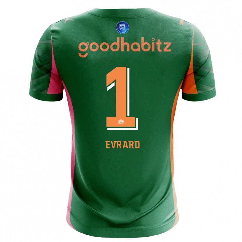 Danxen Niño Camiseta Nicky Evrard #1 Verde Naranja Portero Equipación 2025/26 La Camisa México