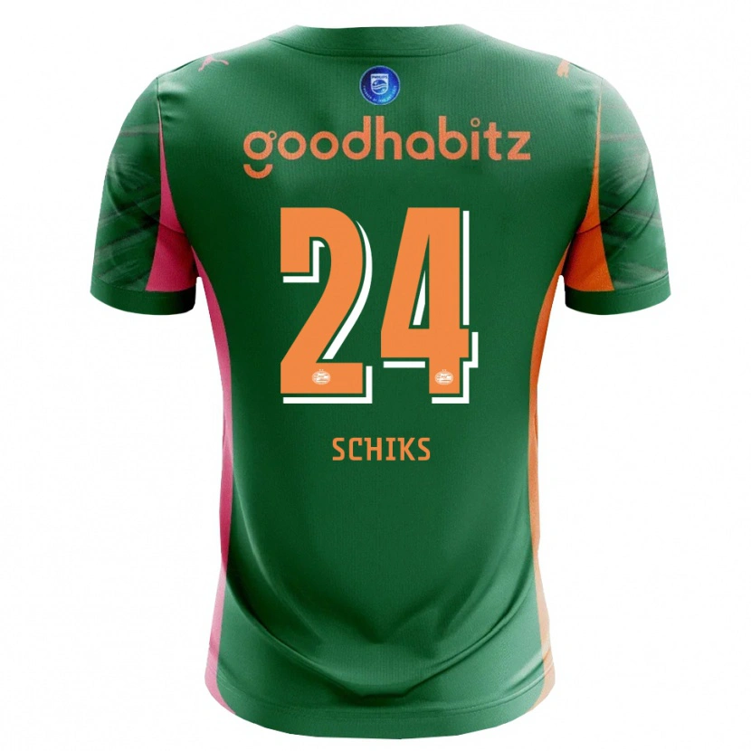Danxen Niño Camiseta Niek Schiks #24 Verde Naranja Portero Equipación 2025/26 La Camisa México
