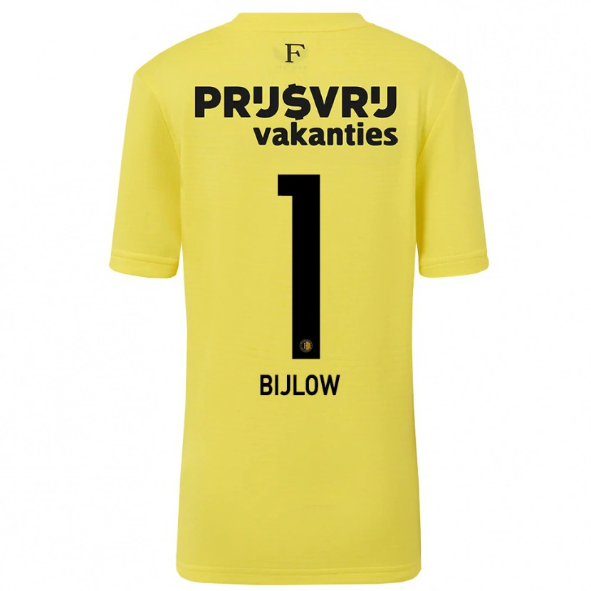 Danxen Niño Camiseta Justin Bijlow #1 Amarillo Negro Portero Equipación 2025/26 La Camisa México