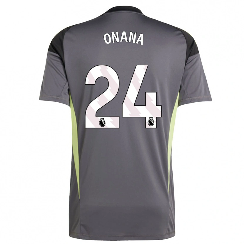 Danxen Niño Camiseta André Onana #24 Gris Oscuro Blanco Portero Equipación 2025/26 La Camisa México