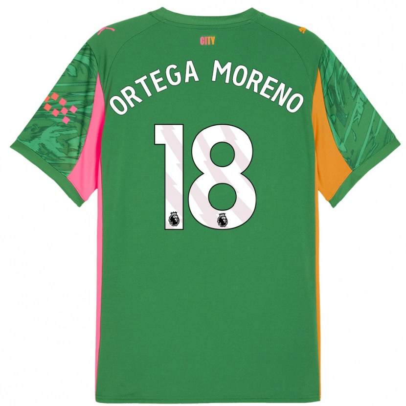 Danxen Niño Camiseta Stefan Ortega #18 Verde Naranja Portero Equipación 2025/26 La Camisa México