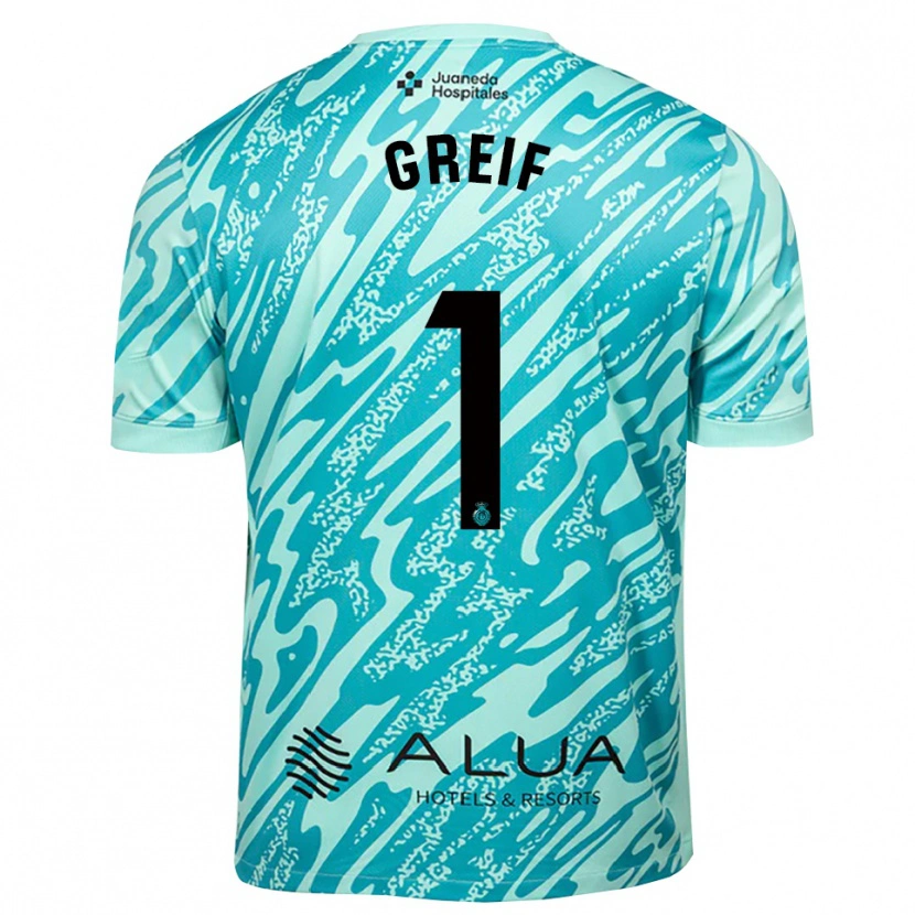 Danxen Niño Camiseta Dominik Greif #1 Cian Negro Portero Equipación 2025/26 La Camisa México