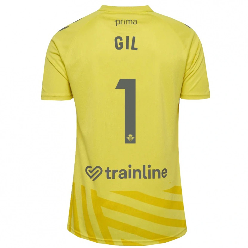 Danxen Niño Camiseta Noelia Gil #1 Amarillo Gris Portero Equipación 2025/26 La Camisa México