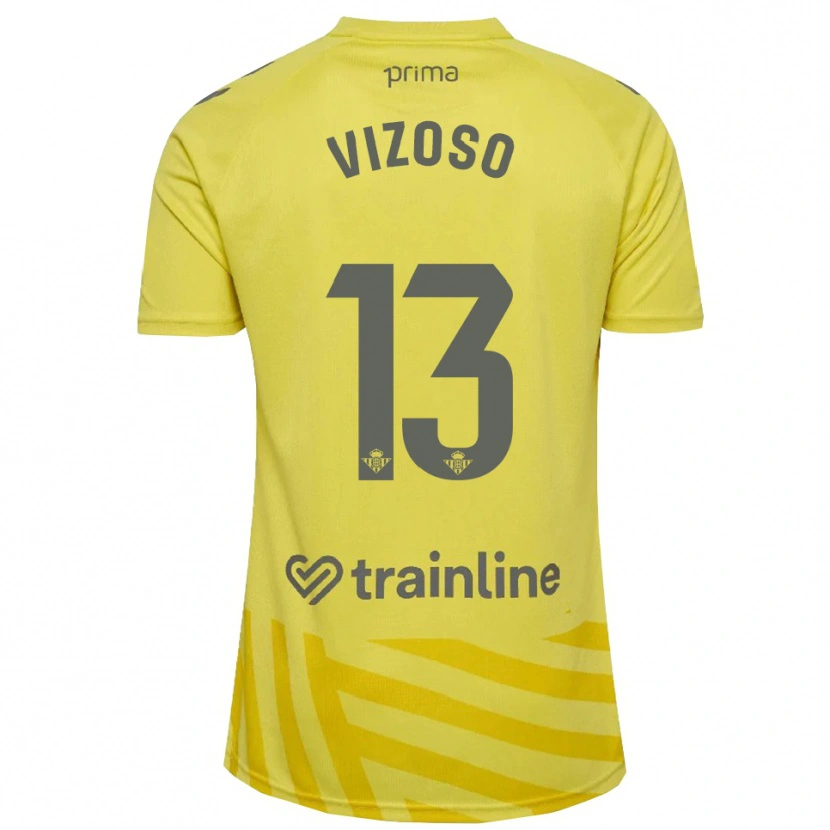 Danxen Niño Camiseta Paula Vizoso #13 Amarillo Gris Portero Equipación 2025/26 La Camisa México