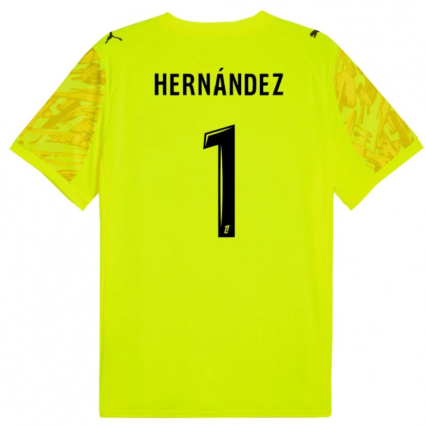 Danxen Niño Camiseta Melvin Hernández #1 Verde Fluorescente Amarillo Portero Equipación 2025/26 La Camisa México