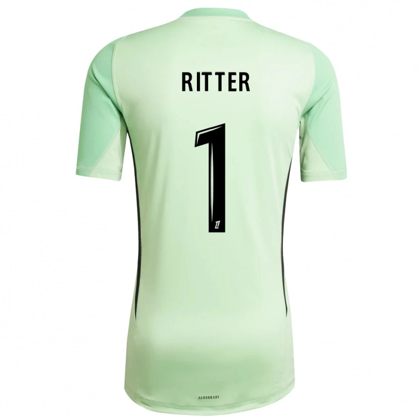 Danxen Niño Camiseta Maxime Ritter #1 Verde Claro Negro Portero Equipación 2025/26 La Camisa México