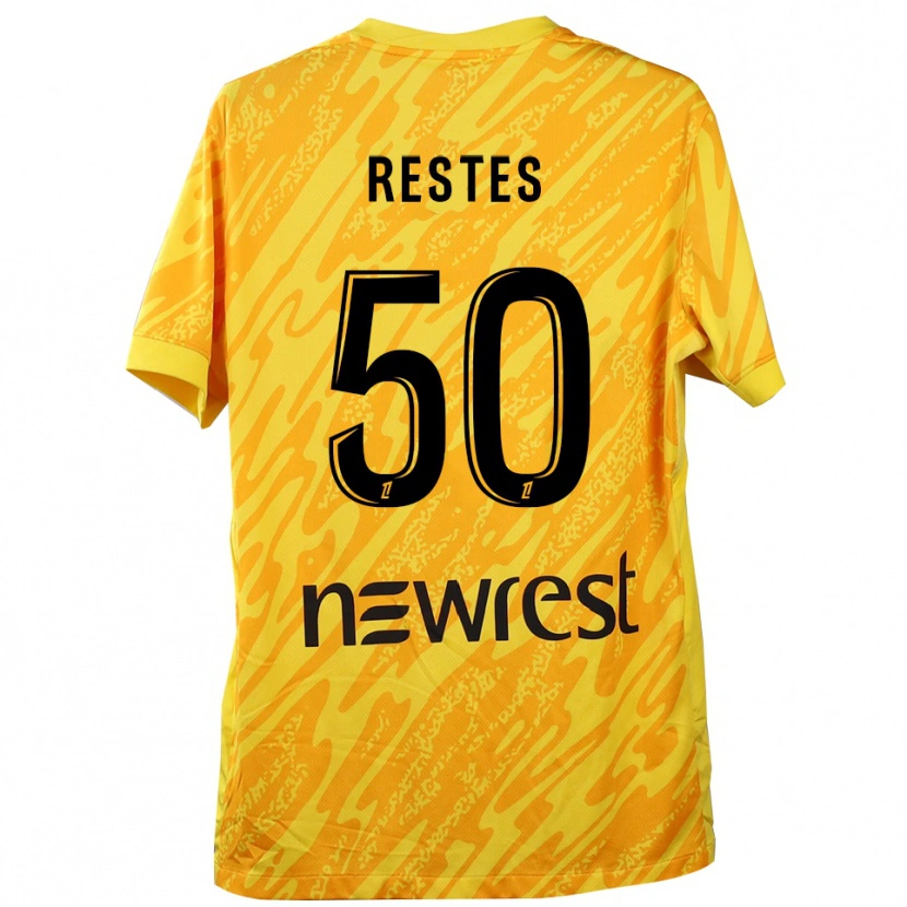 Danxen Niño Camiseta Guillaume Restes #50 Amarillo Negro Portero Equipación 2025/26 La Camisa México
